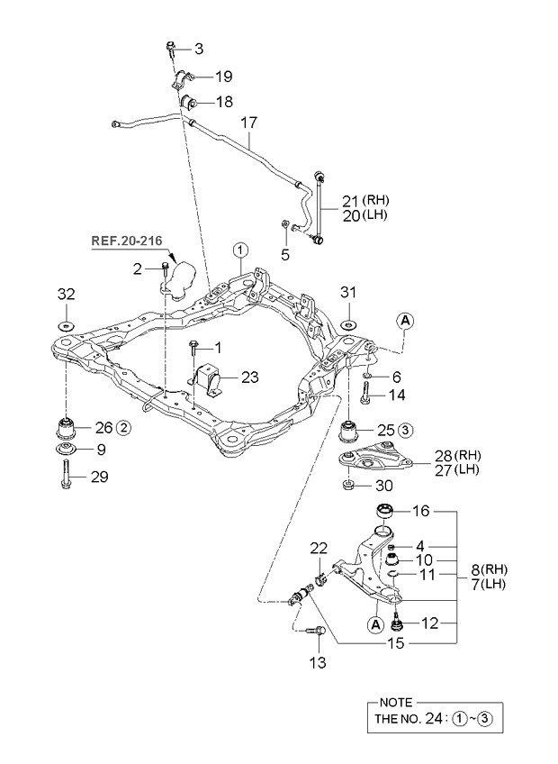 CROSSMEMBER FRONT SUSPENSION KIA CERATO 04 (20042006) [CEI]