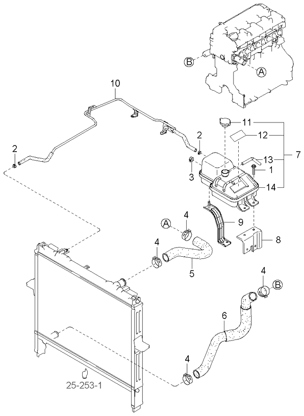 RADIATOR HOSE & RESERVOIR KIA SORENTO 03 (20022006) [General]