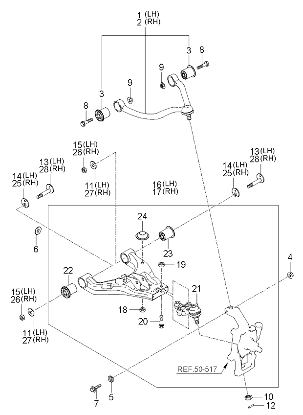 ARM FRONT LOWER & UPPER SUSPENSION KIA SORENTO 06 SEP.2006 (2006