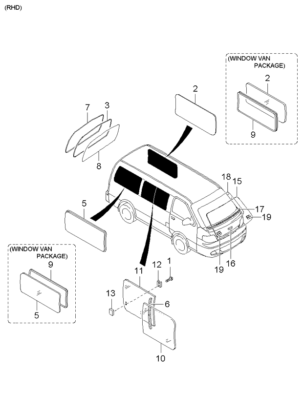 WINDOW GLASSES (02/02) KIA PREGIO/BESTA 00 (2000-2005) [Allgemein] 
