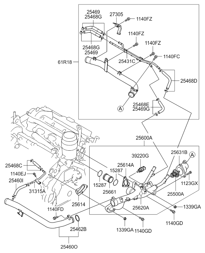 COOLANT PIPE & HOSE KIA SORENTO 06 SEP.2006 (2006) [General]