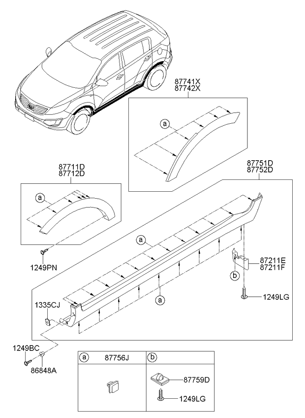 BODY SIDE MOULDING (01/02) KIA SPORTAGE 10 (20102013) [Canadá]