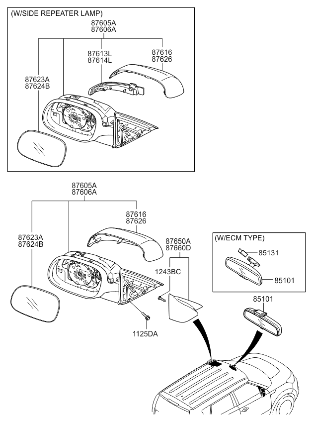 OUTSIDE & REAR VIEW MIRROR KIA SOUL 13 (2013) [中東]
