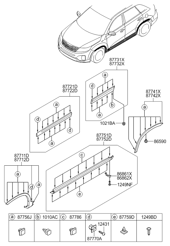 BODY SIDE MOULDING KIA SORENTO 12 (20122014) [중동]