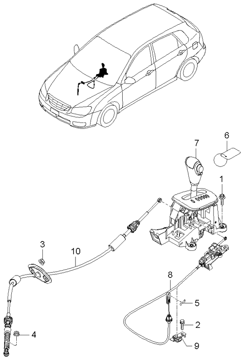 SHAFT LEVER CONTROL, AT KIA SPECTRA 04 (5DOOR>PUERTO RICO) (2004 