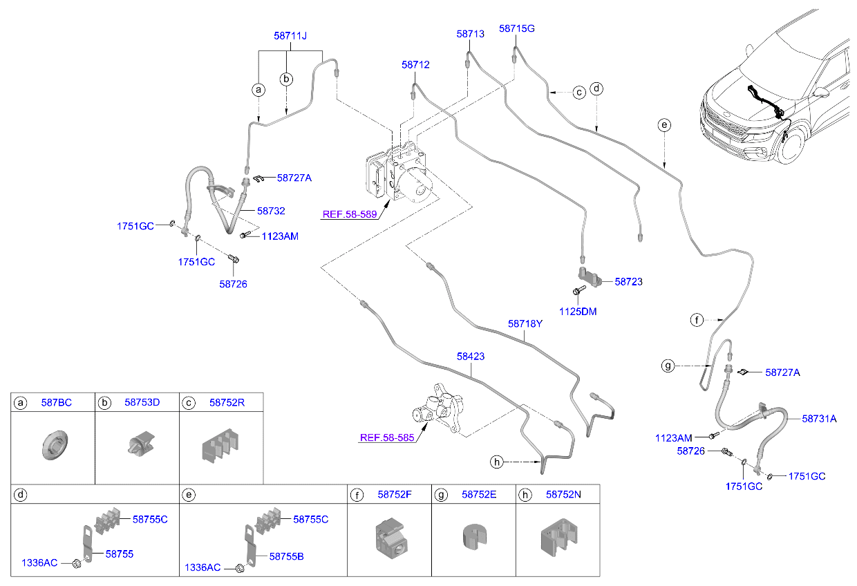 Kia Seltos SP2 Facelift Brake fluid line parts 2023 - 2024 | EPC Europe