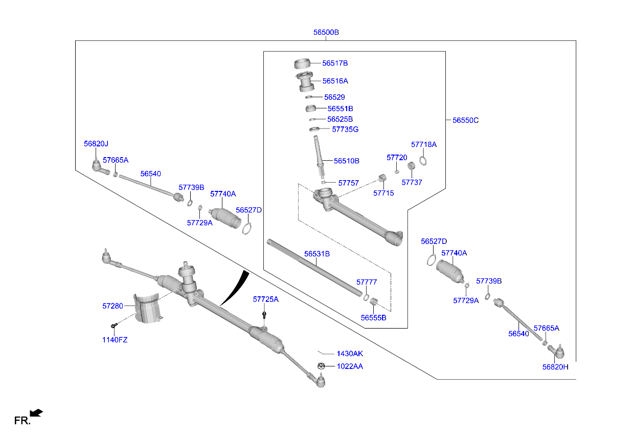Kia Seltos SP2 Power steering gear box parts 2019 - 2024 | EPC Global