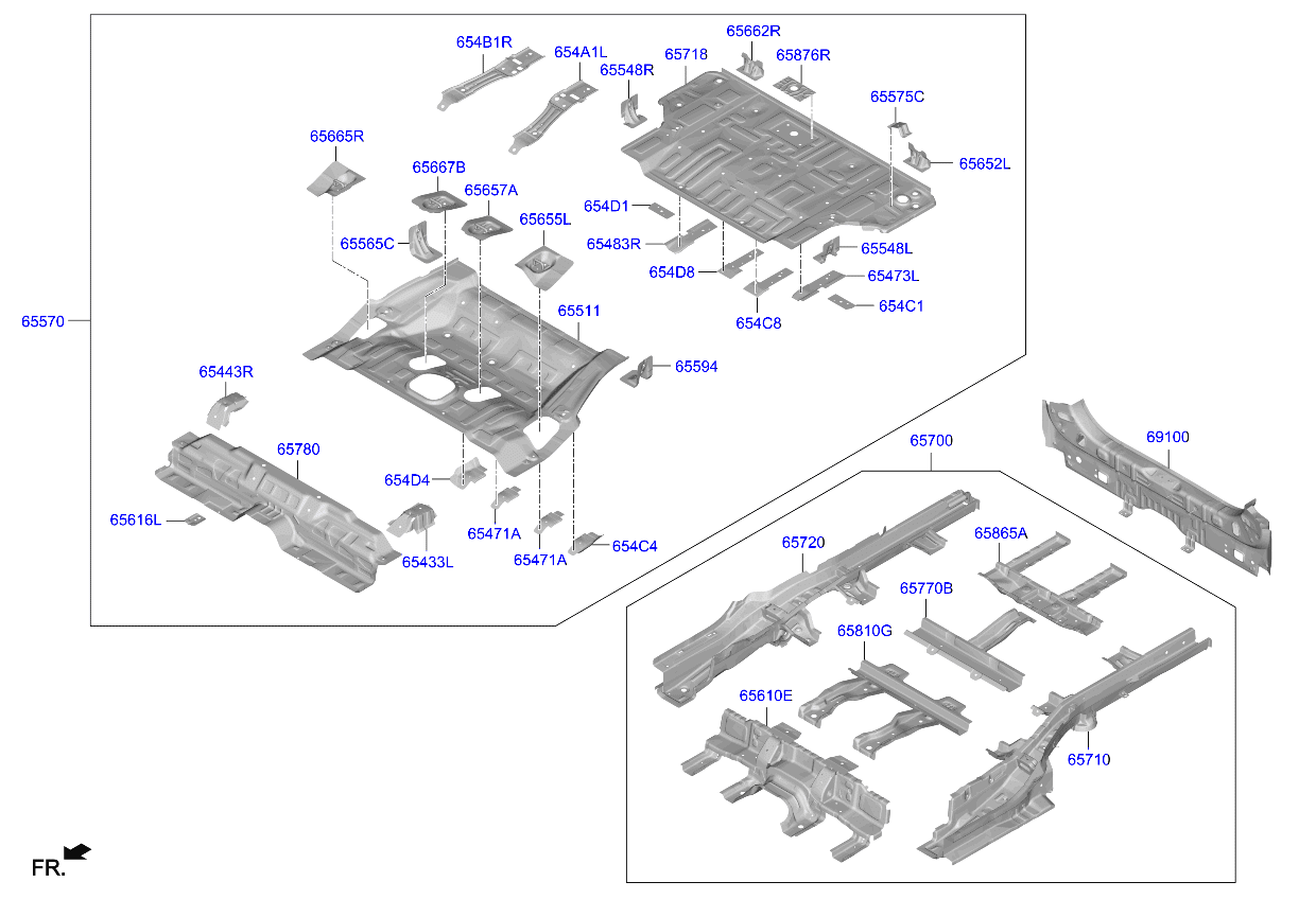 Kia Carens KY Floor panel parts 2022 - 2024 | EPC Middle east