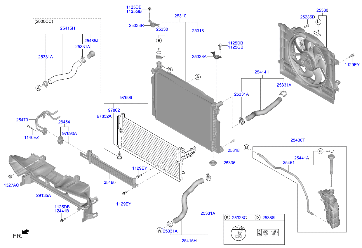 Kia Stinger Engine cooling system parts 2017 - 2020 | EPC Middle east