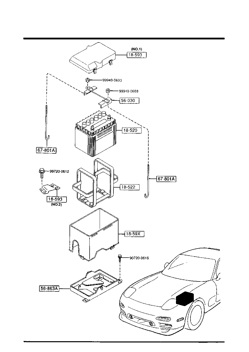Mazda RX-7 FD Battery piezas 1992 - 1996 | EPC Europa