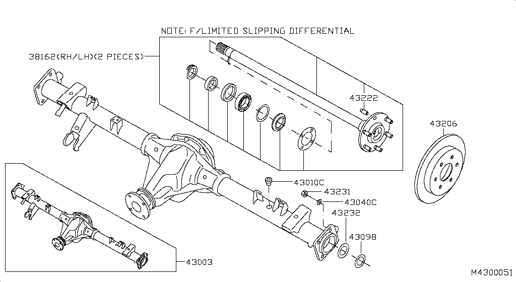 REAR AXLE NISSAN NAVARA [Europa (linkes Rad)]