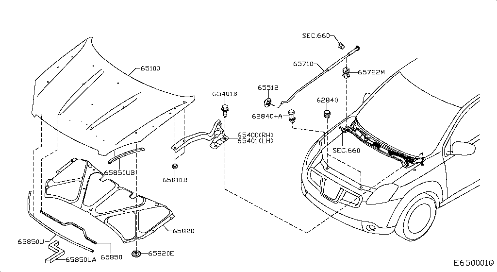 HOOD PANEL,HINGE & FITTING NISSAN QASHQAI+2 [Europa (linkes Rad)]