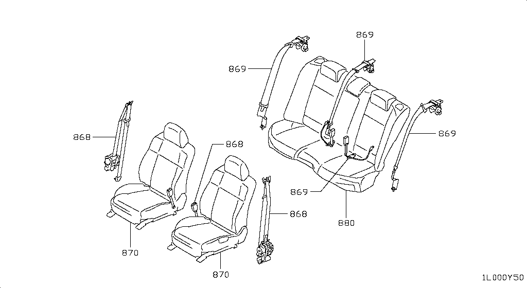SEAT & SEAT BELT INFINITI INFINITI M35/45