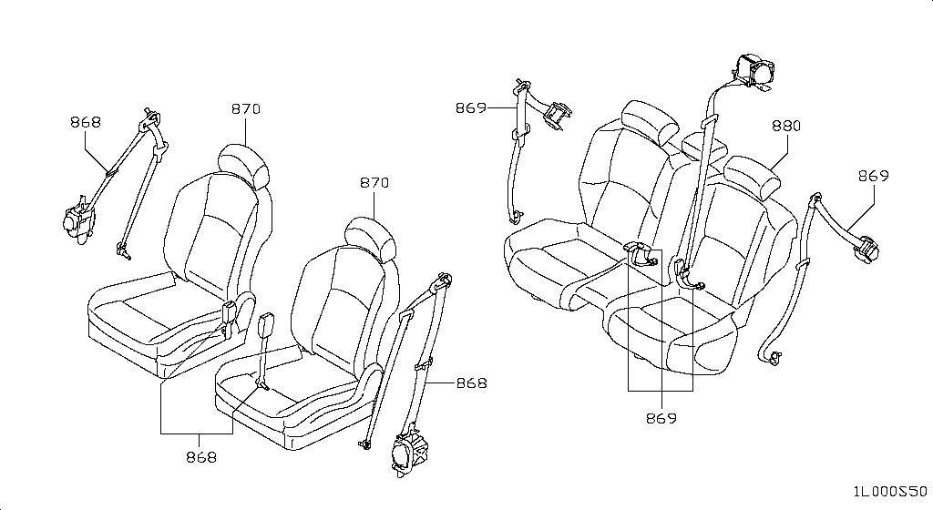 SEAT & SEAT BELT INFINITI INFINITIFX45/35