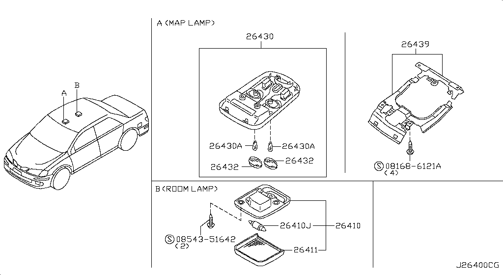Nissan Sunny N16 Room lamp 部品 2008 - 2016 | EPC グローバル