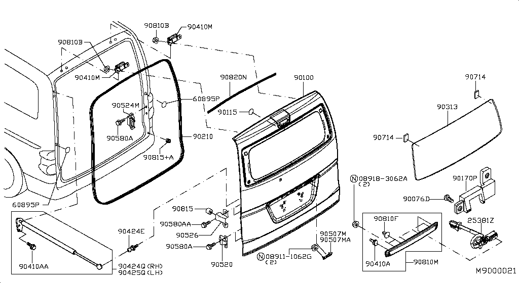 BACK DOOR PANEL & FITTING NISSAN NV200 SPAINMAKE [Asia (left wheel)] 