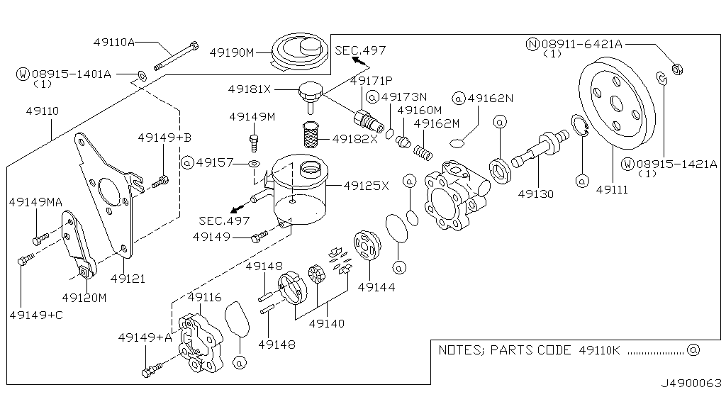 POWER STEERING PUMP NISSAN SAFARI [アジア（左車輪）] 