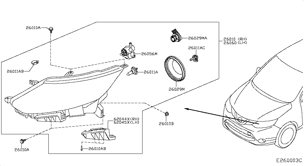 HEADLAMP NISSAN QASHQAI UK MAKE [Asia (right wheel)]