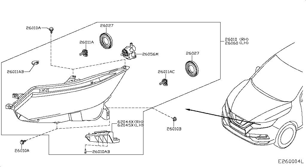 HEADLAMP NISSAN QASHQAI UK MAKE [Asia (right wheel)]