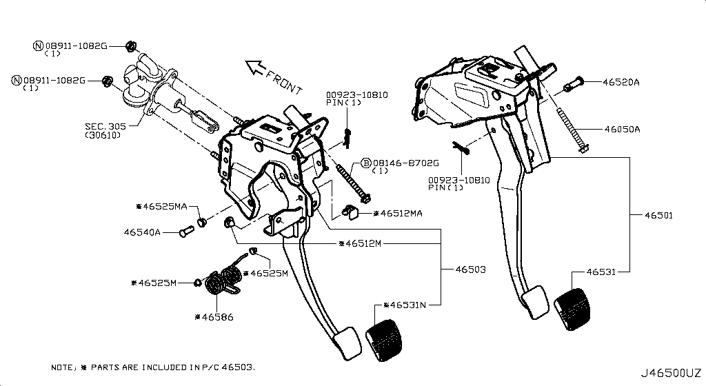 BRAKE & CLUTCH PEDAL NISSAN NP300 NAVARA [Asia (right wheel)]