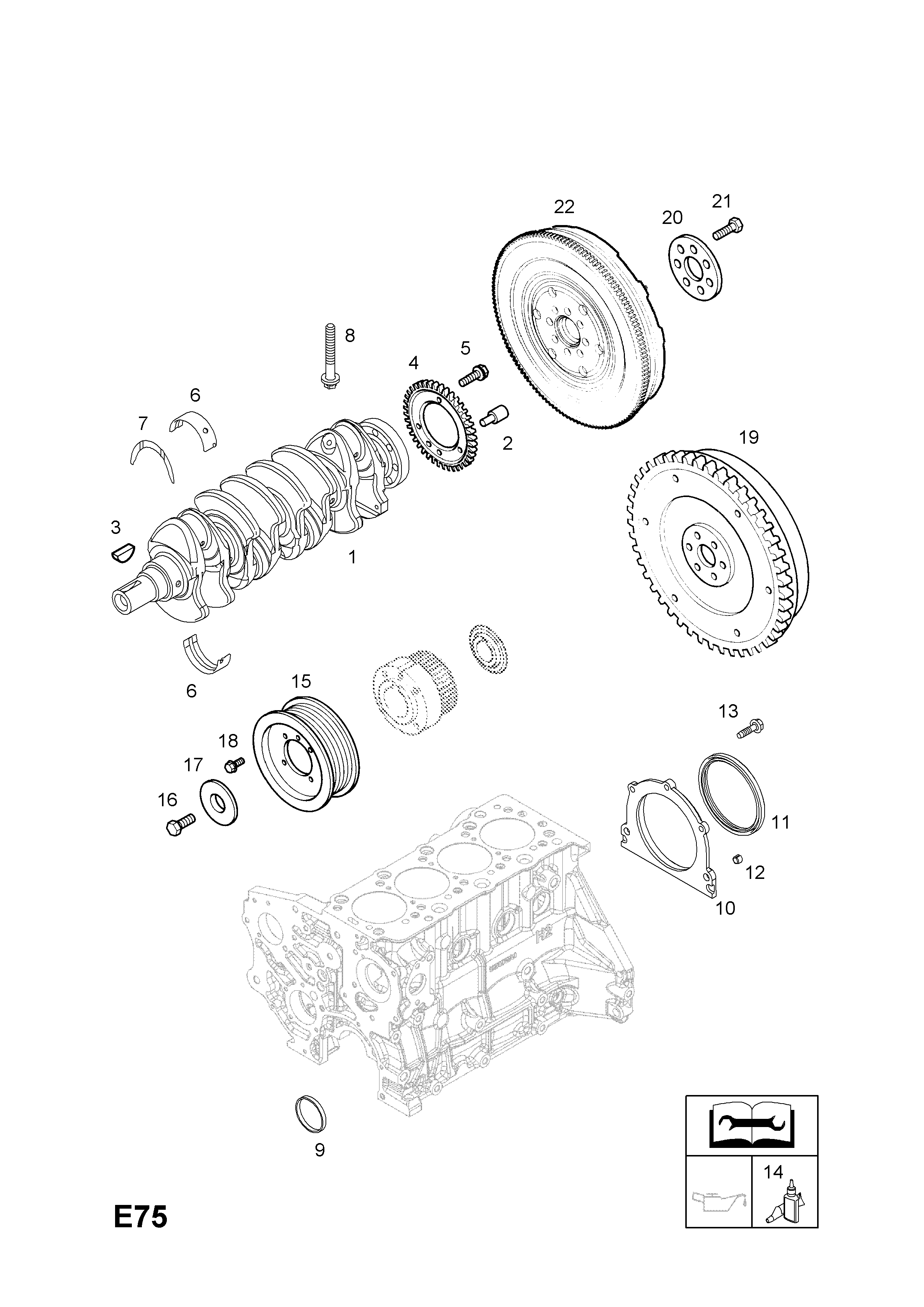FLYWHEEL AND FITTINGS <small><i>[Z17DTH[LPZ] DIESEL ENGINE]</i></small>