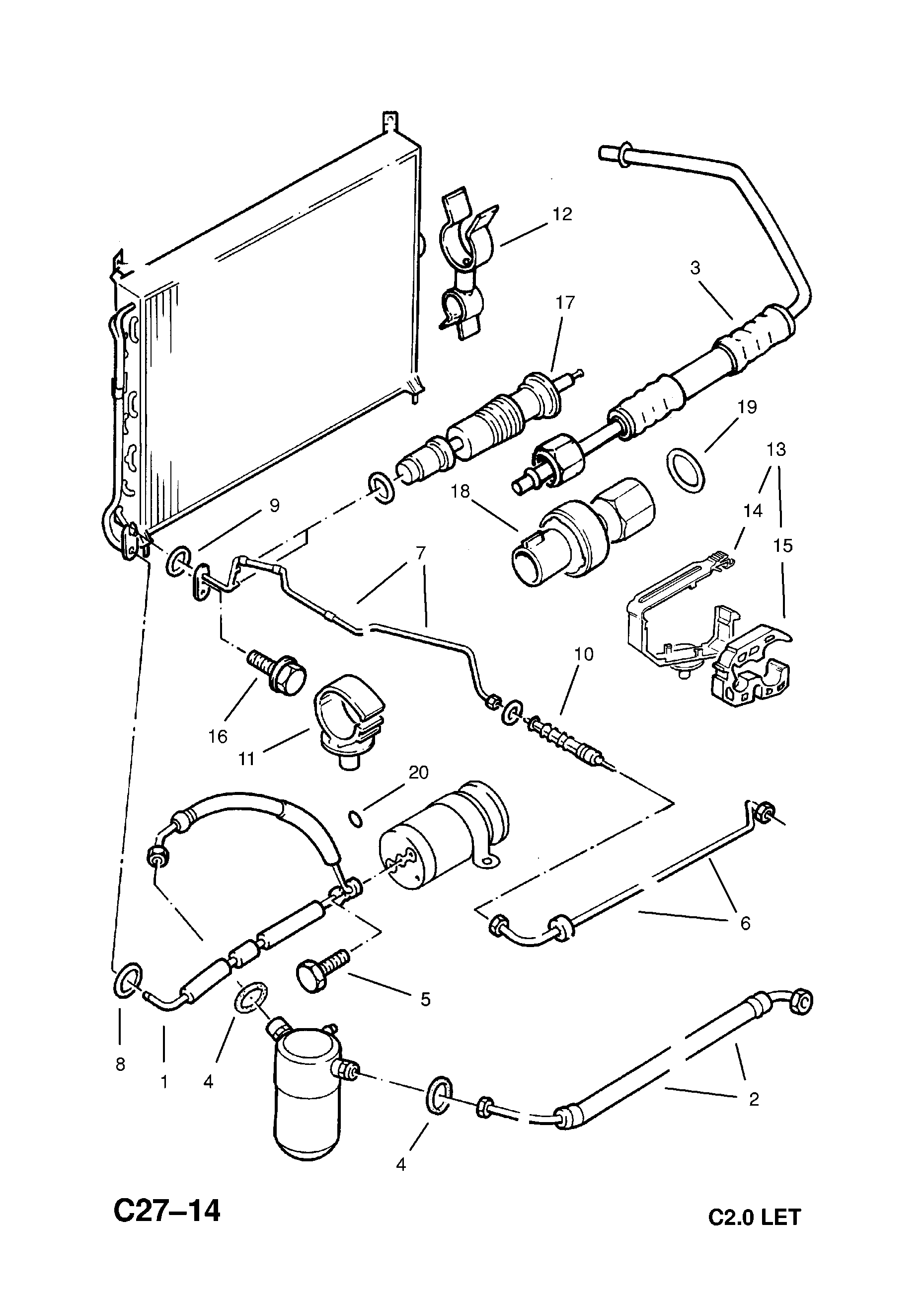 CONDENSER,FREON HOSE AND LIQUID PIPES <small><i>[C20LET[LL7] ENGINE]</i></small>