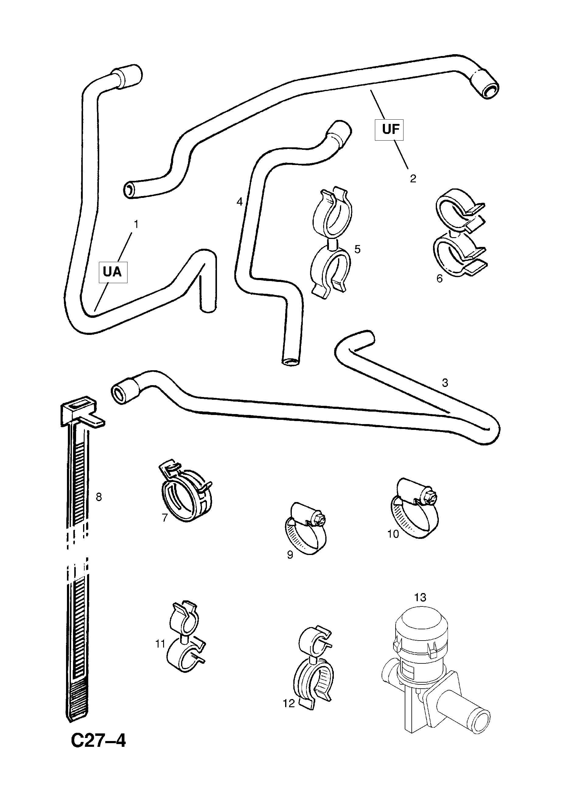 HEATER HOSES AND FIXINGS (CONTD.) <small><i>[C20LET[LL7] ENGINE]</i></small>