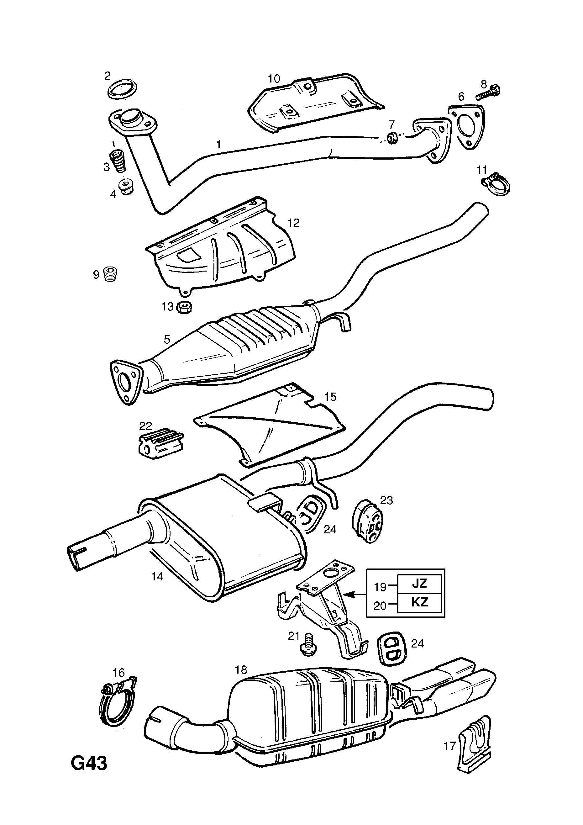 EXHAUST PIPE,SILENCER AND CATALYTIC CONVERTER (CONTD.) <small><i>[C20LET[LL7] ENGINE]</i></small>