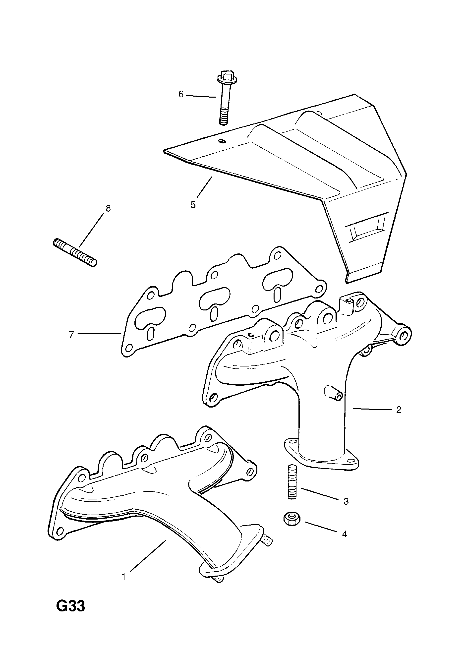 EXHAUST MANIFOLD (CONTD.) <small><i>[C25XE[L80],X25XE[L80] PETROL ENGINES]</i></small>
