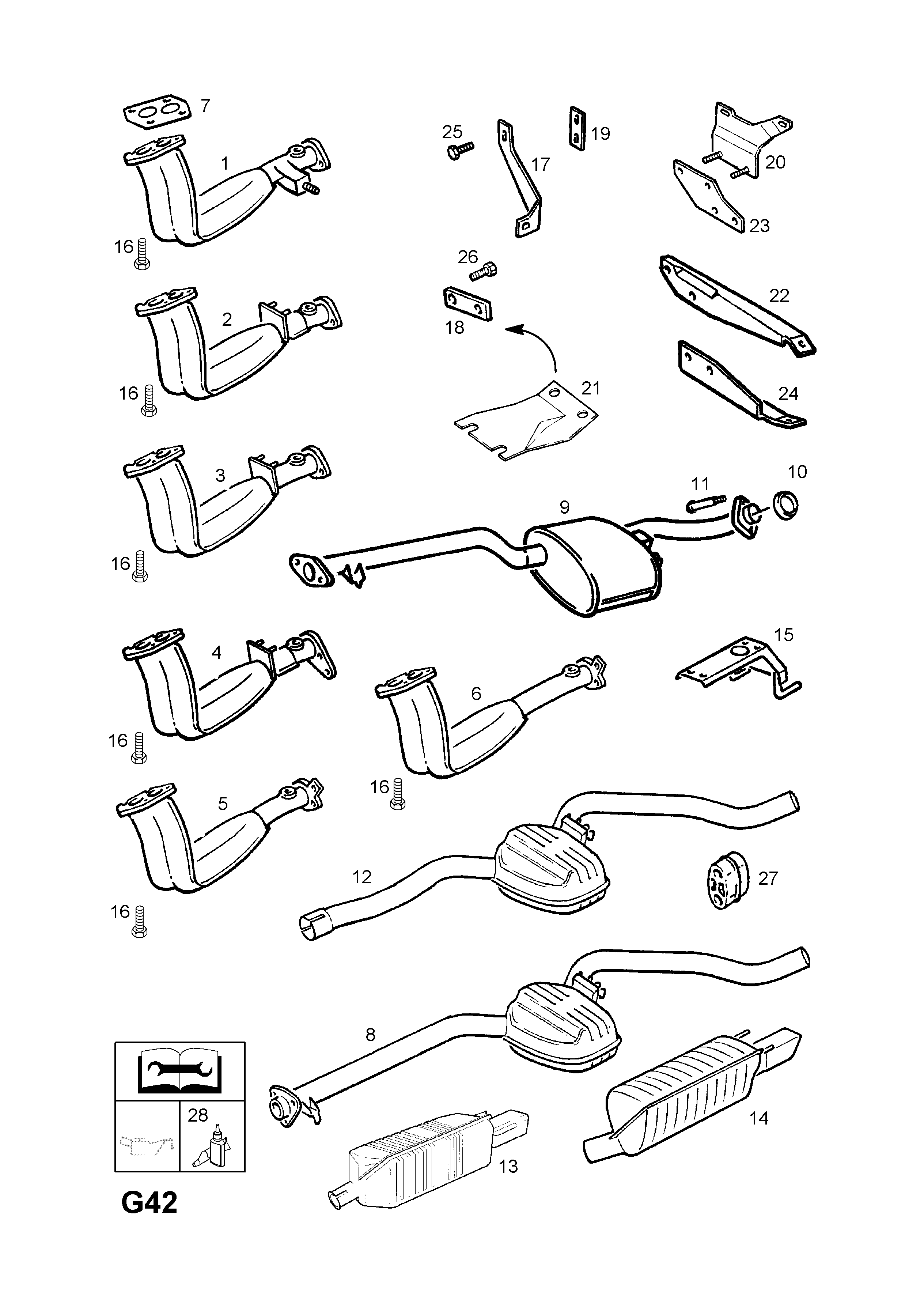 EXHAUST PIPE,SILENCER AND CATALYTIC CONVERTER (CONTD.) <small><i>[X20XEV[L34] ENGINE]</i></small>
