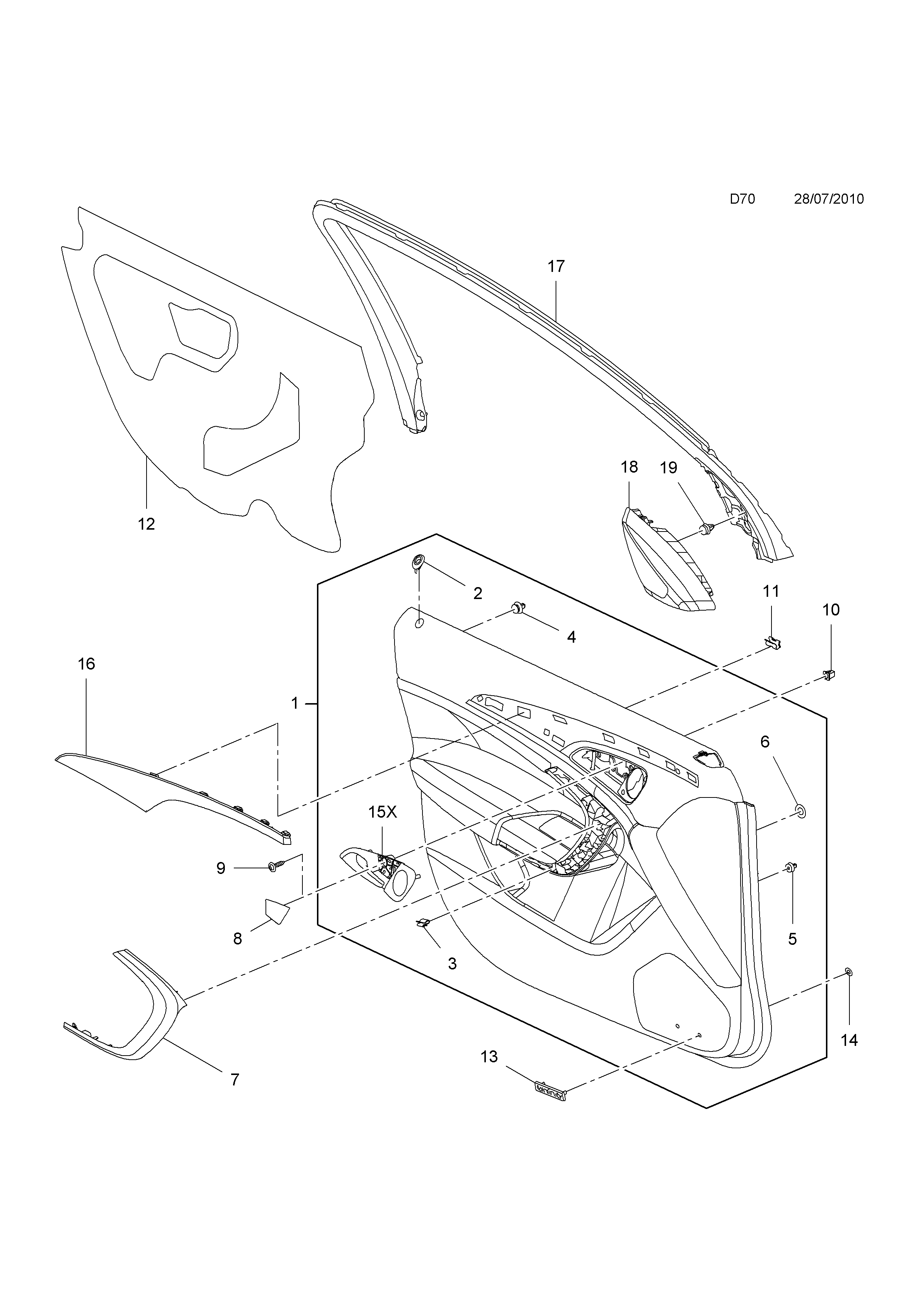 FRONT DOOR TRIM <small><i>[LH-LHD (FOR POWER OPENING TAILGATE) (ESTATE) (35) (B1045990-)]</i></small>