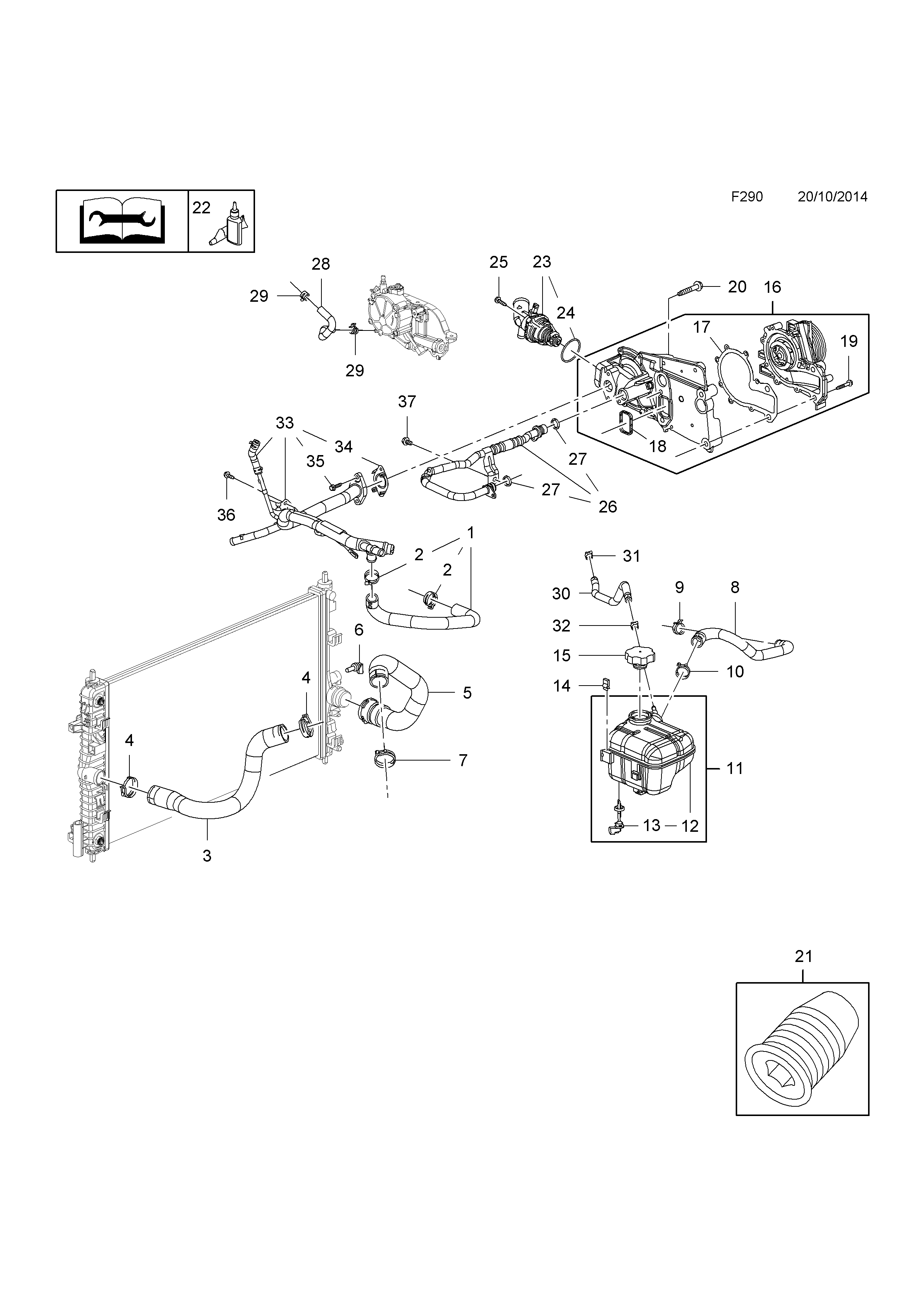 THERMOSTAT, HOUSING AND WATER OUTLET <small><i>[B20DTH[LFS] DIESEL ENGINE]</i></small>