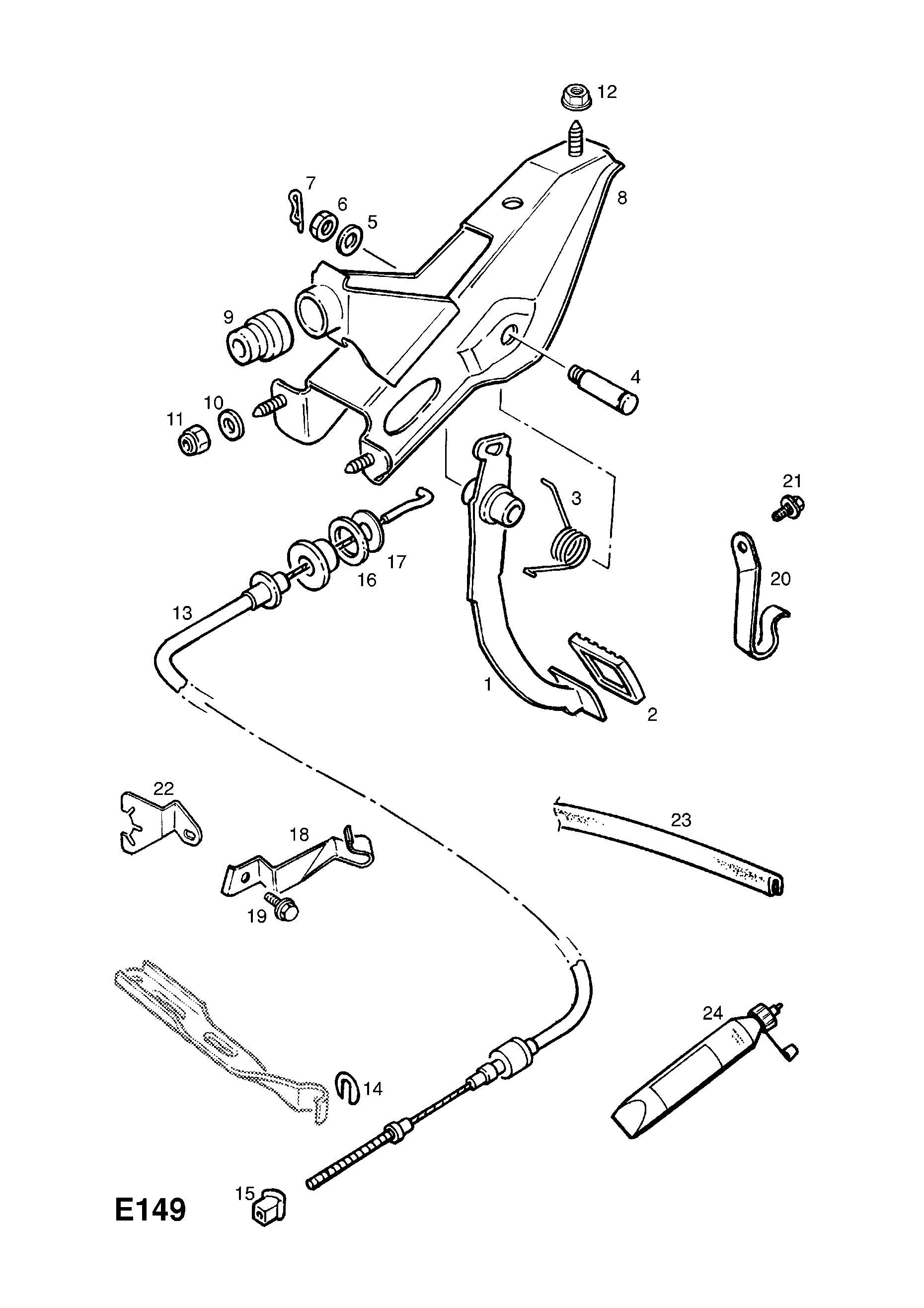 CLUTCH PEDAL AND FIXINGS (CONTD.) <small><i>[USED WITH MANUAL TRANSMISSION RHD]</i></small>