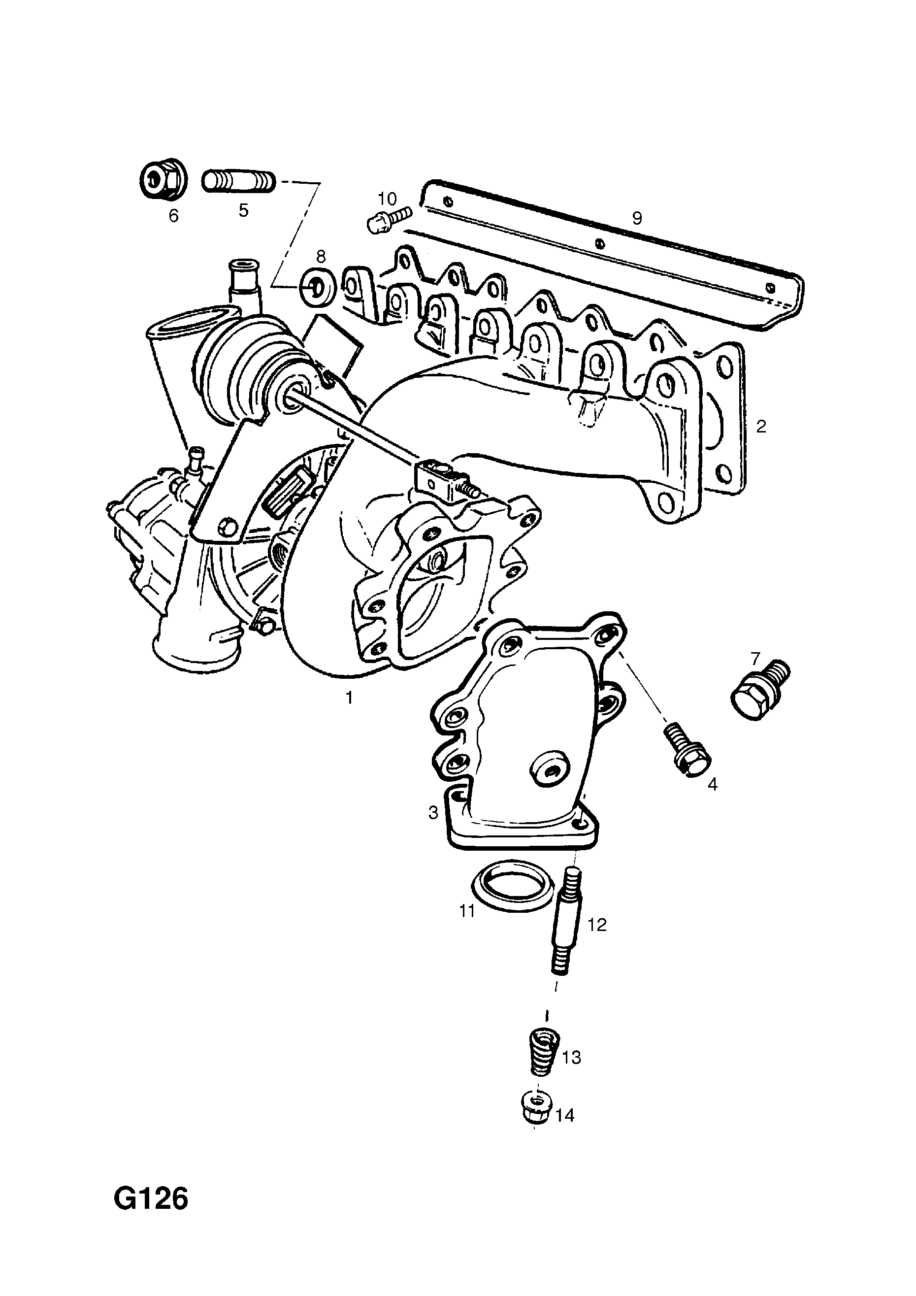 EXHAUST MANIFOLD (CONTD.) [C20LET[LL7] ENGINE] OPEL VECTRA-A