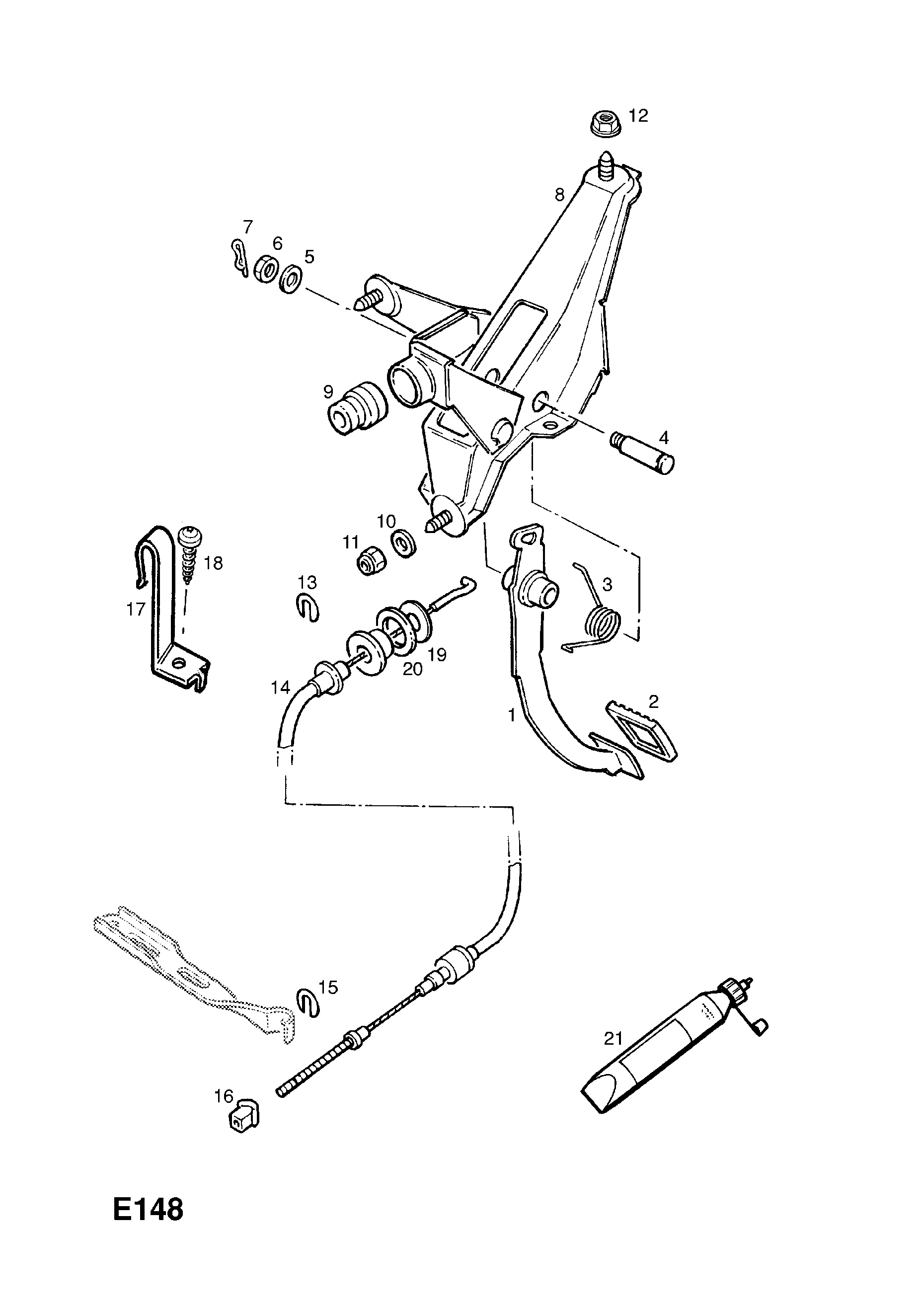 CLUTCH PEDAL AND FIXINGS <small><i>[USED WITH MANUAL TRANSMISSION LHD]</i></small>