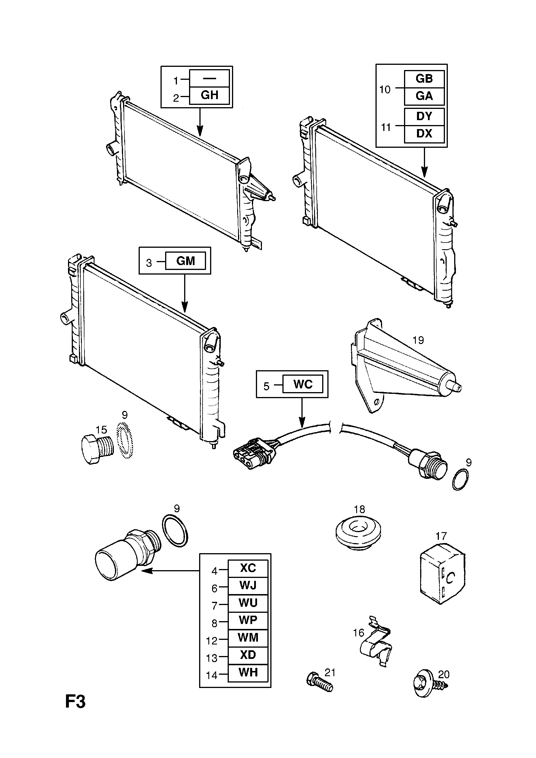 RADIATOR MOUNTING PARTS <small><i>[EXCEPT DIESEL ENGINE]</i></small>