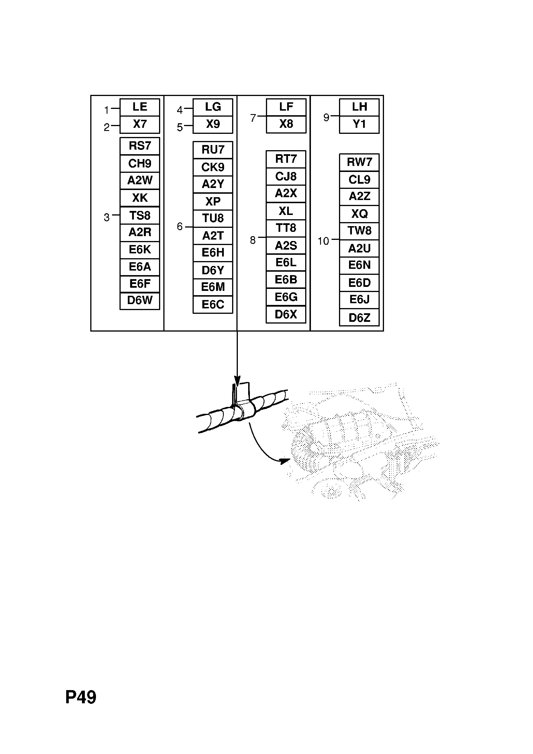 CABLAGGIO INIEZIONE COMBUSTIBILE (CONT.) <small><i>[MOTORI C20SEL[L34],X20XEV[L34] ( ECCETTO VEICOLI CON NUMERO DELLO STABILIMENTO L)]</i></small>