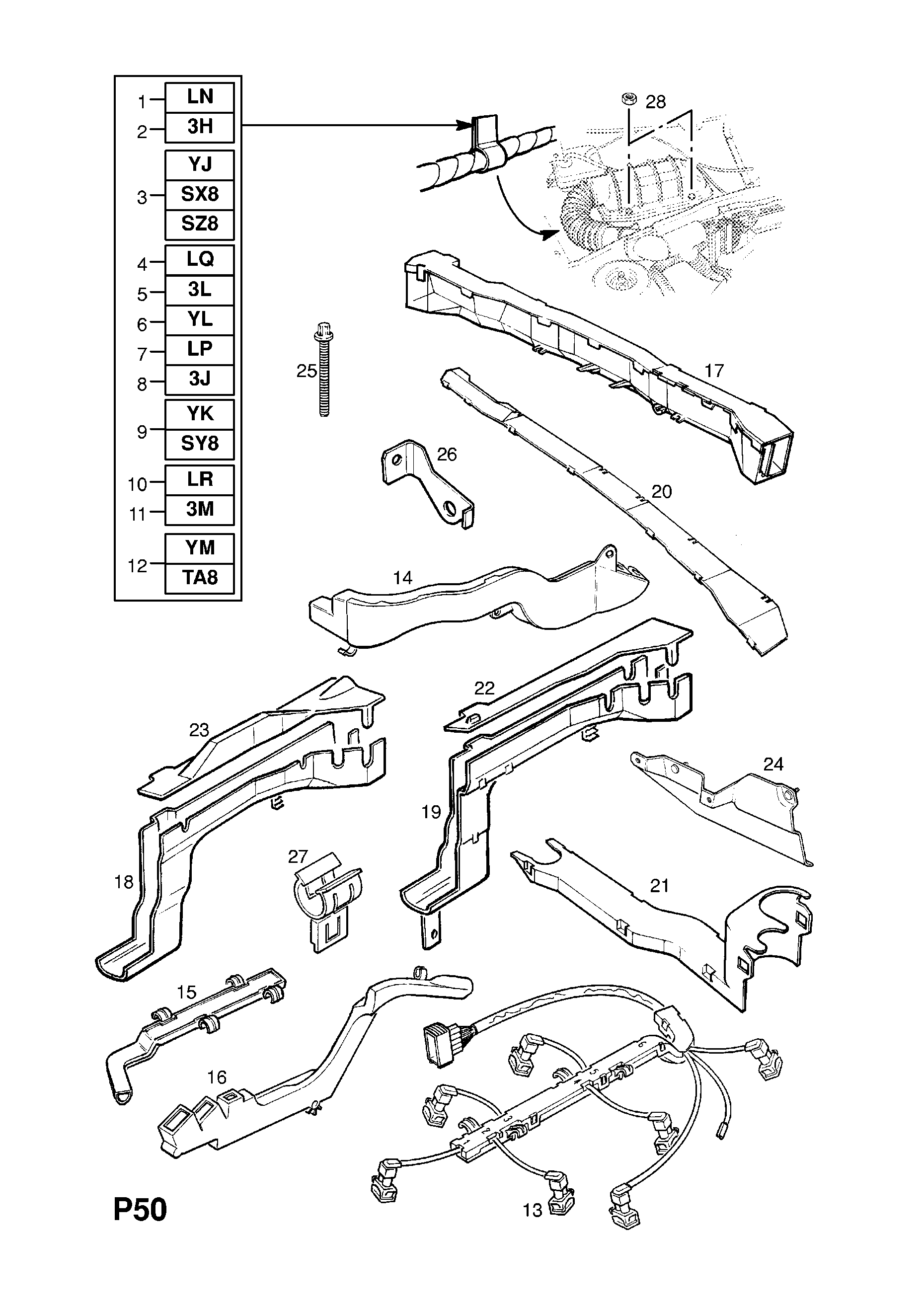 BRÄNSLEINSPRUTNING,KABELSATS (FORTS.) <small><i>[X25XE[L80] MOTOR]</i></small>