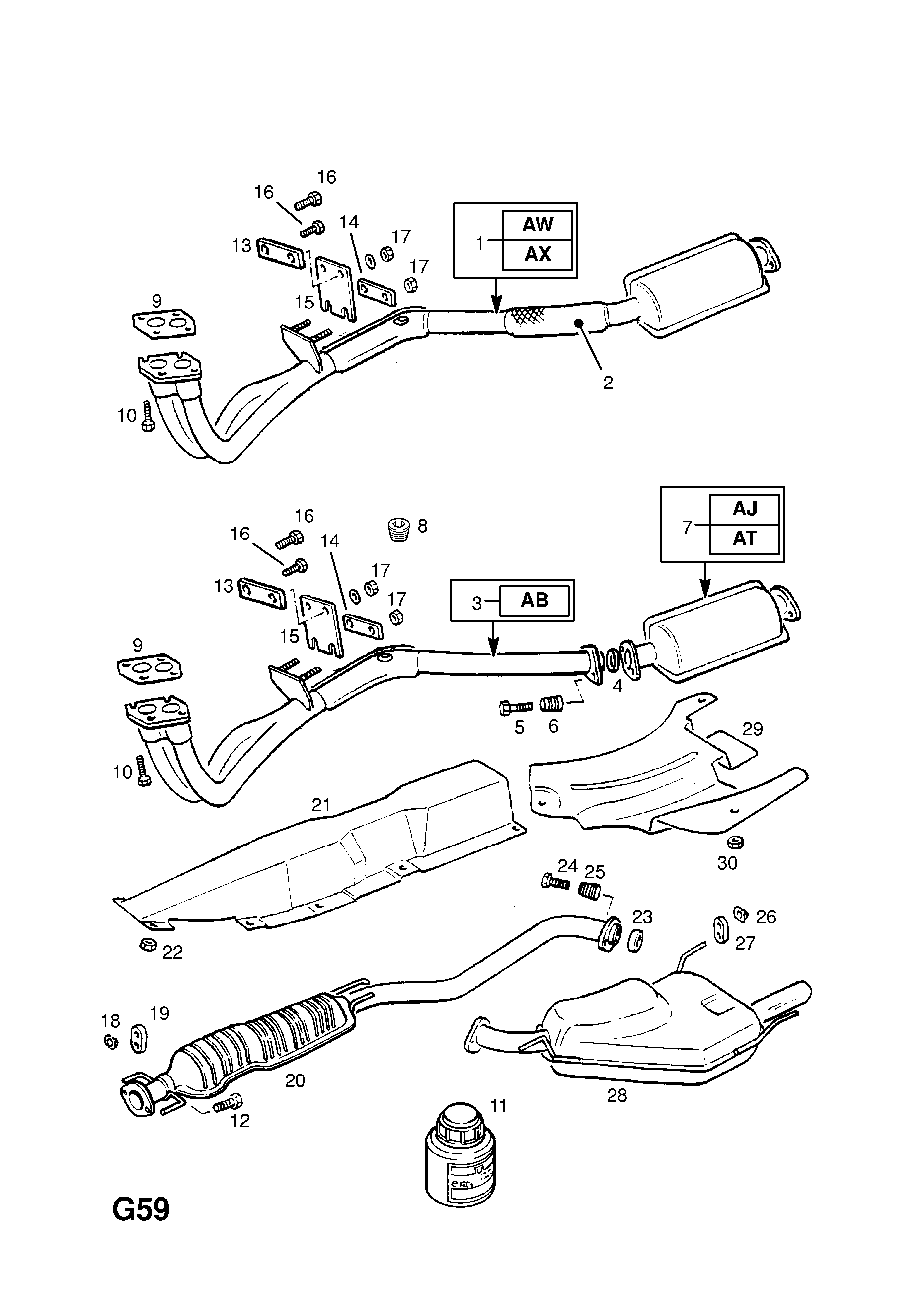EXHAUST PIPE,SILENCER AND CATALYTIC CONVERTER (CONTD.) <small><i>[C22SEL[LA9] ENGINE]</i></small>