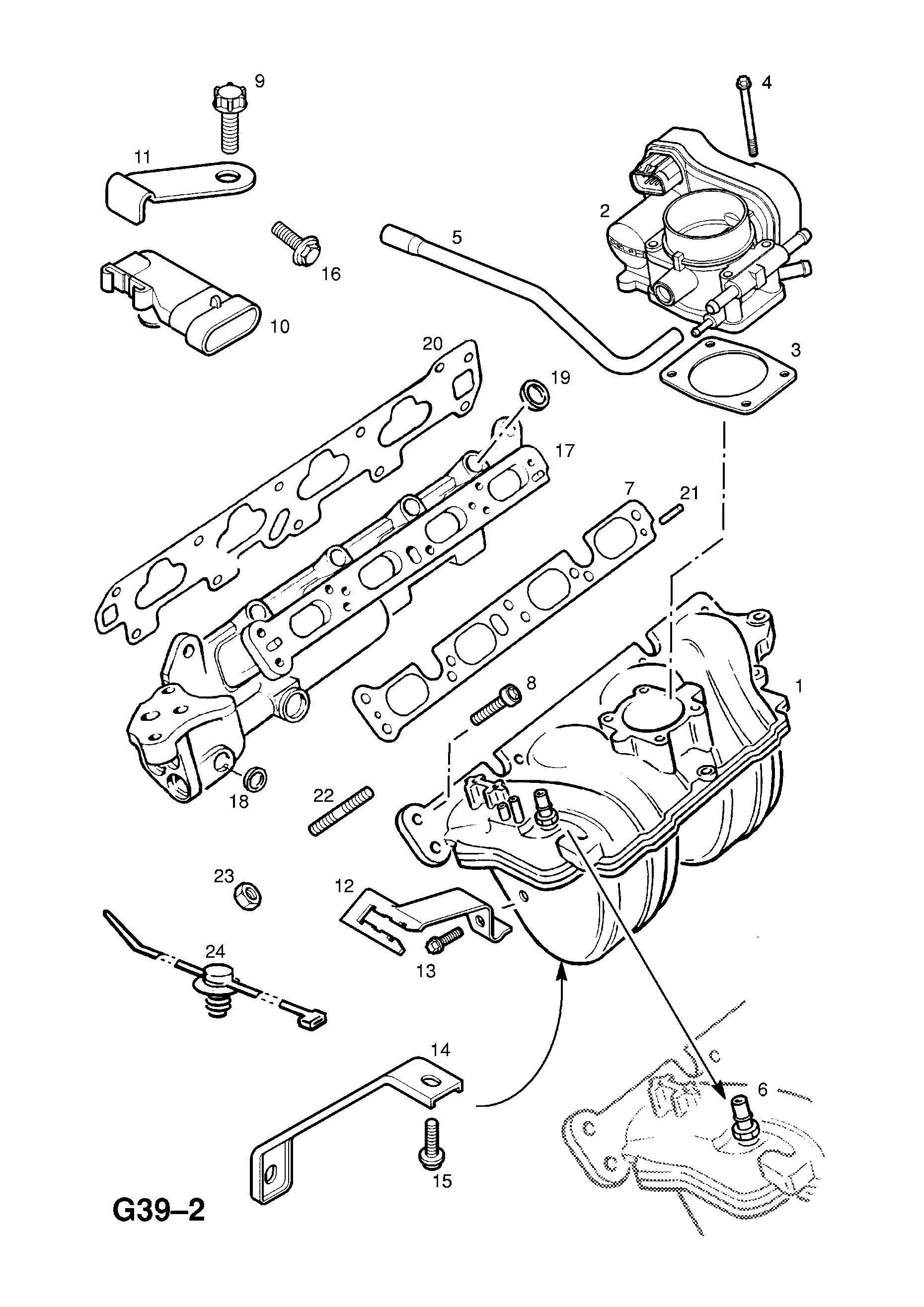 INDUCTION MANIFOLD (CONTD.) <small><i>[Y16XE[L91],Z16XE[L91] ENGINES]</i></small>