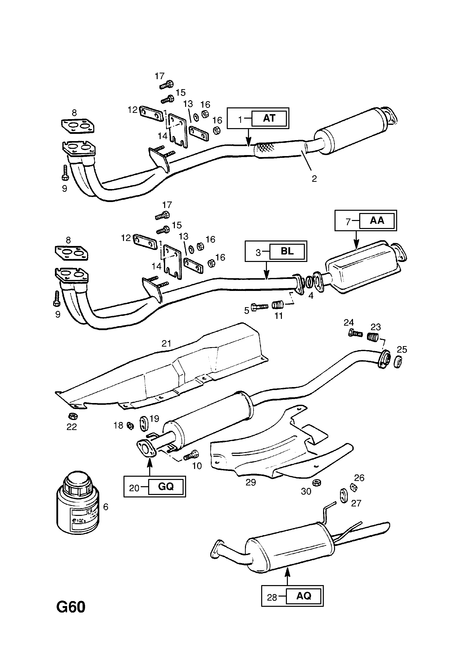 EXHAUST PIPE,SILENCER AND CATALYTIC CONVERTER (CONTD.) <small><i>[20NEJ[L96] ENGINE]</i></small>