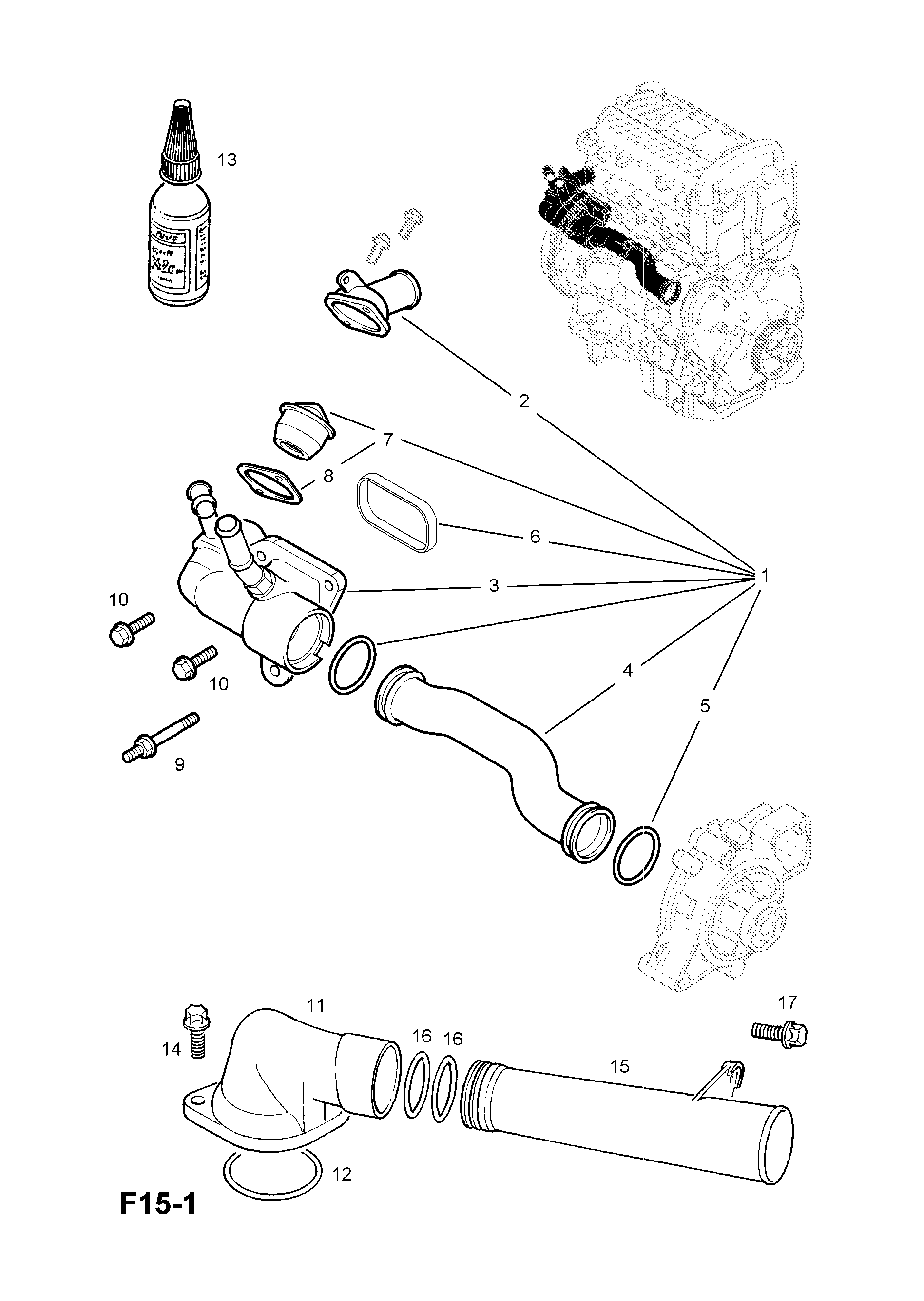 THERMOSTAT, HOUSING AND WATER OUTLET (CONTD.) <small><i>[X25XE[L80],Y26SE[LY9] ENGINES]</i></small>