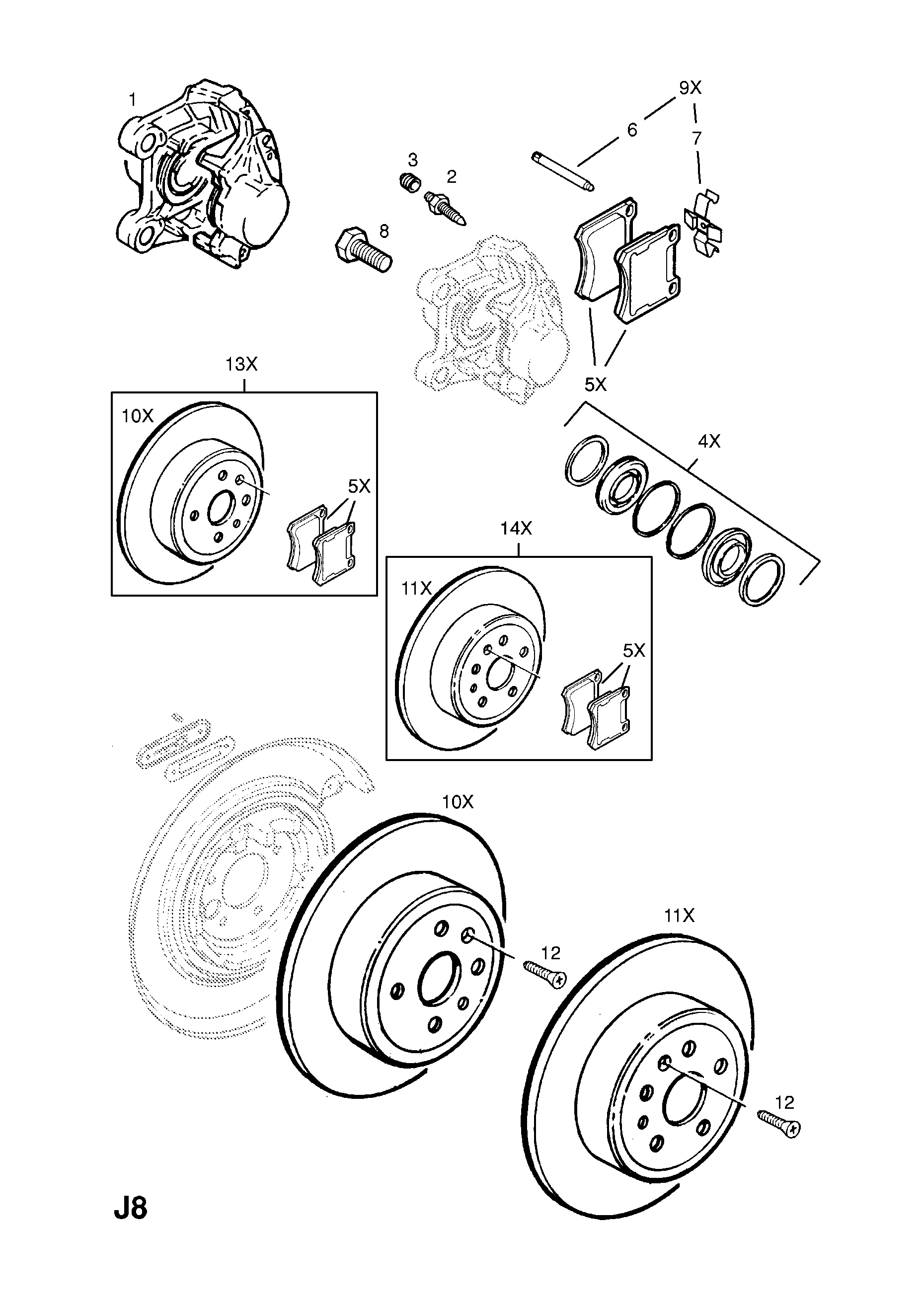 REAR BRAKE DISC CALIPER (EXCHANGE) <small><i>[EXCEPT VAUXHALL]</i></small>
