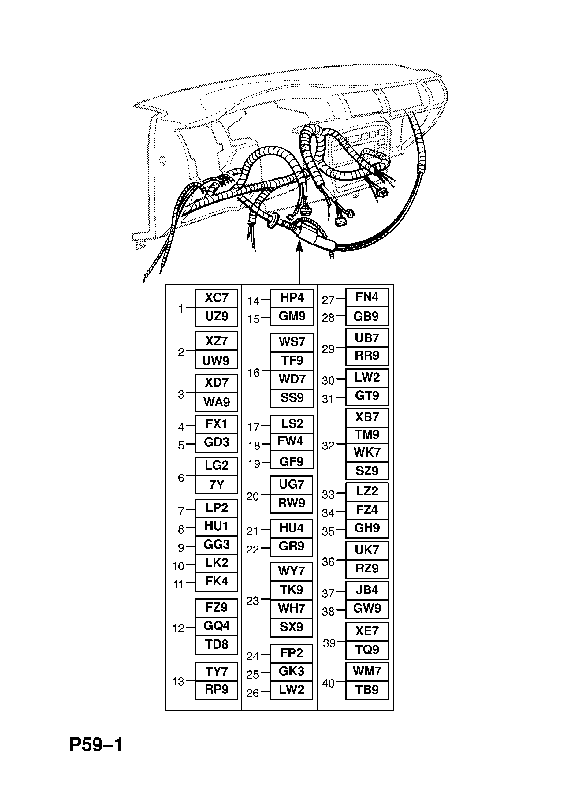 INSTRUMENT PANEL WIRING HARNESS (CONTD.) <small><i>[LHD - FOR AIR CONDITIONING EXCEPT JAPAN (CONTD.) -X1999999  -W5999999  -X7999999 (CONTD.)]</i></small>