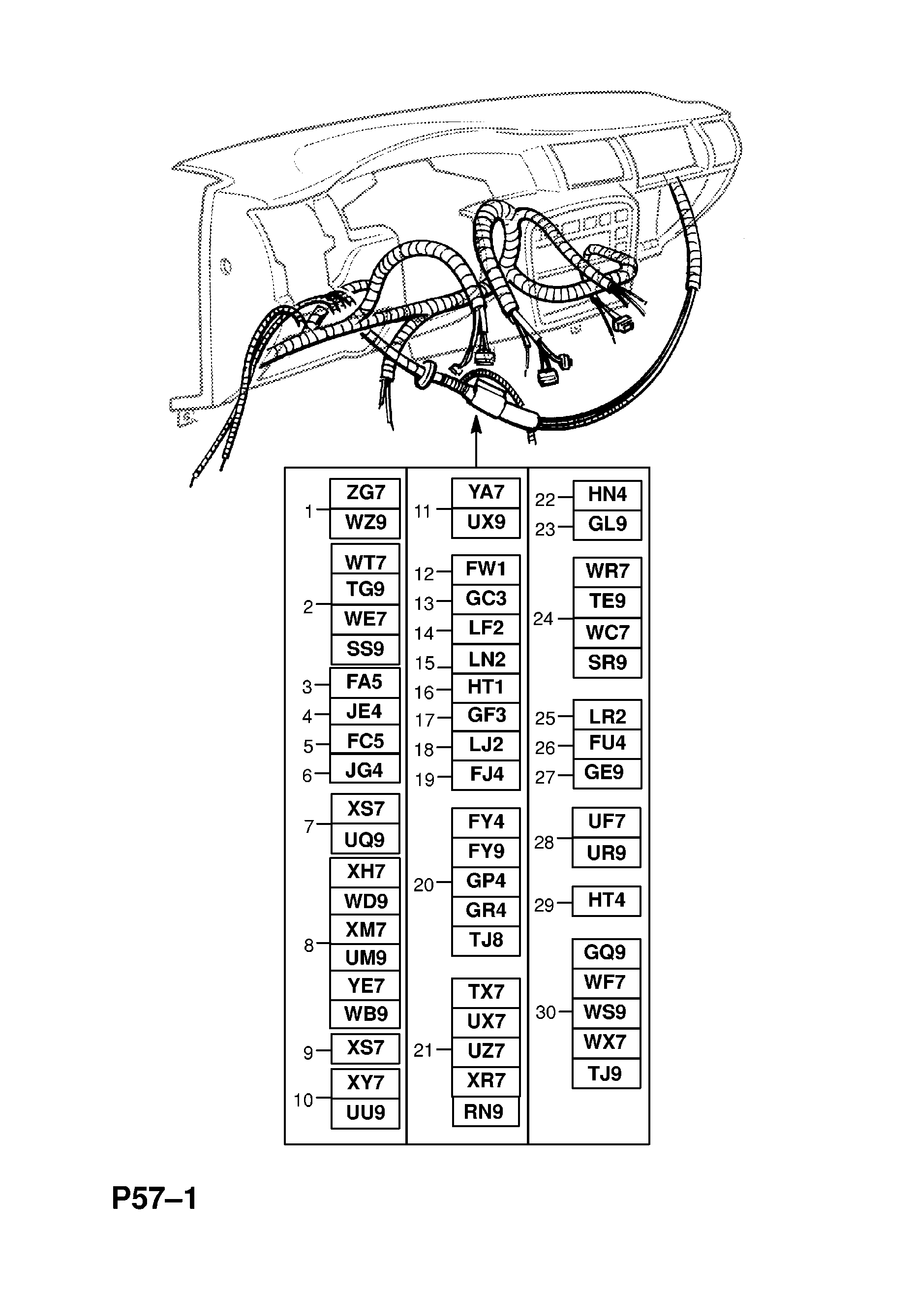 INSTRUMENT PANEL WIRING HARNESS (CONTD.) <small><i>[LHD - EXCEPT AIR CONDITIONING,JAPAN (CONTD.) -X1999999  -W5999999  -X7999999 (CONTD.)]</i></small>