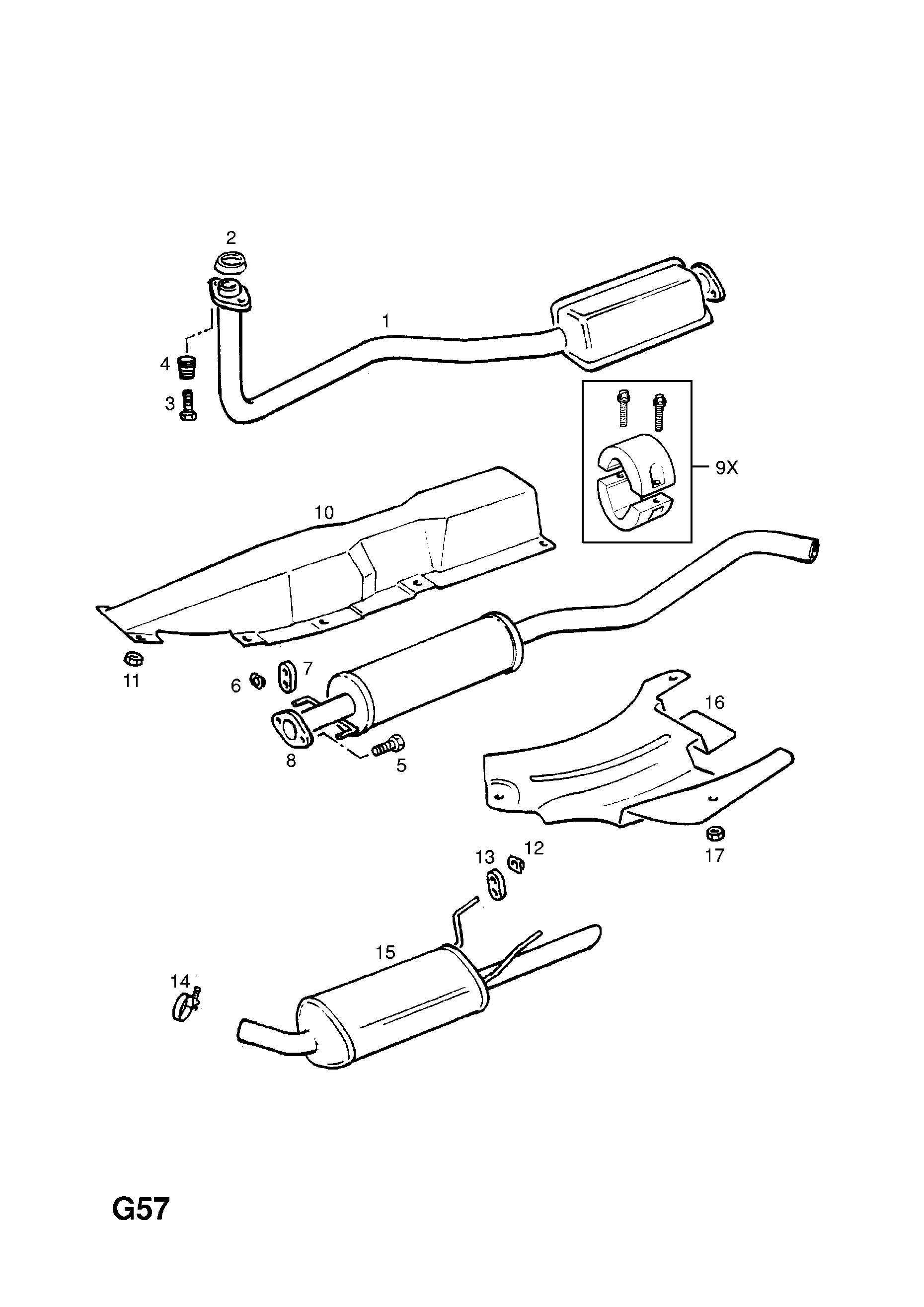 EXHAUST PIPE,SILENCER AND CATALYTIC CONVERTER (CONTD.) <small><i>[X16SZR[L73] ENGINE]</i></small>