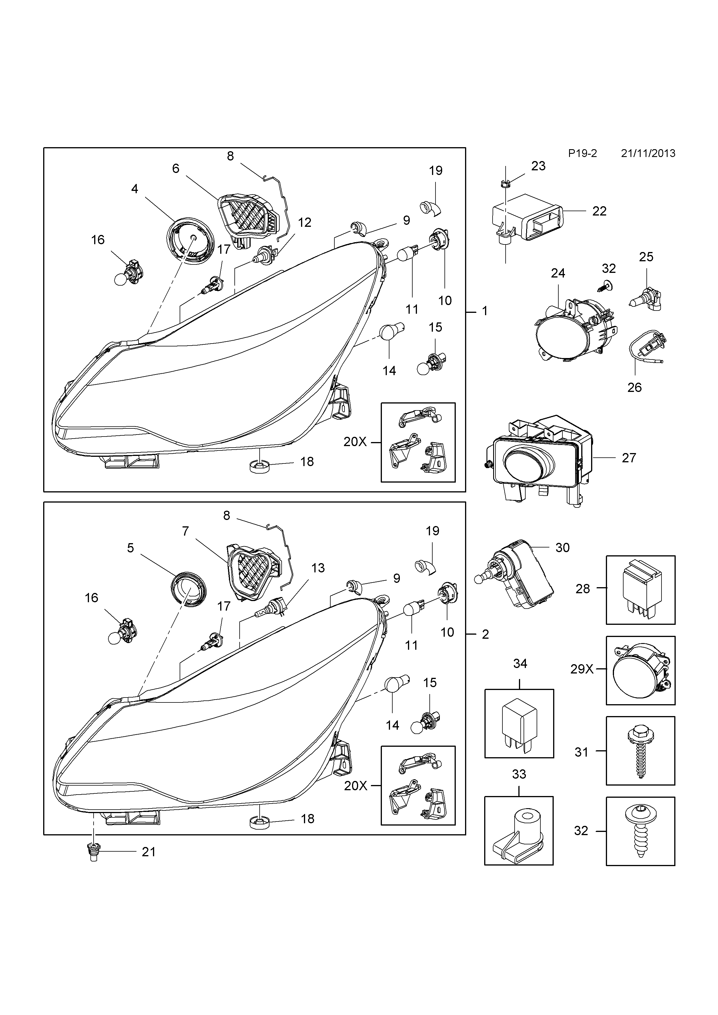 FRONT FOGLAMP AND FIXINGS <small><i>[EXCEPT OPC,VXR (B4157376-, B6047745-)]</i></small>