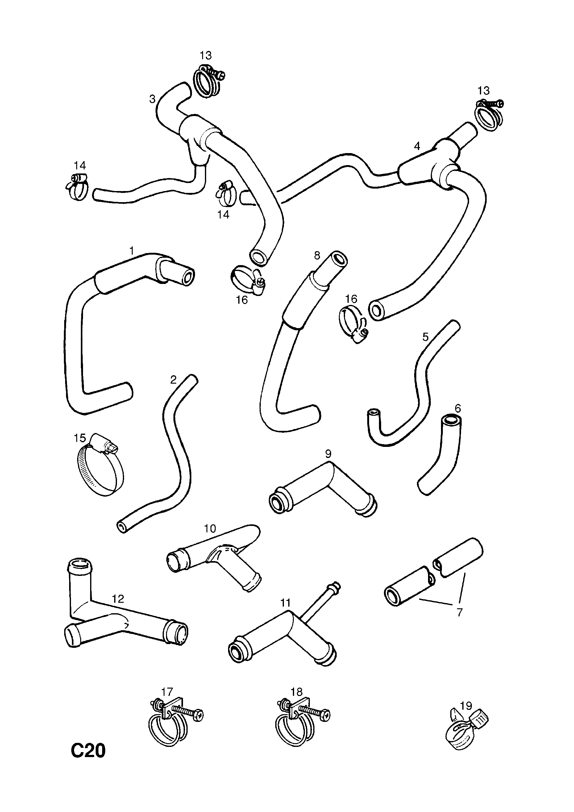 HEATER HOSES AND FIXINGS (CONTD.) <small><i>[15D[LW1],15TD[LM0] DIESEL ENGINES]</i></small>
