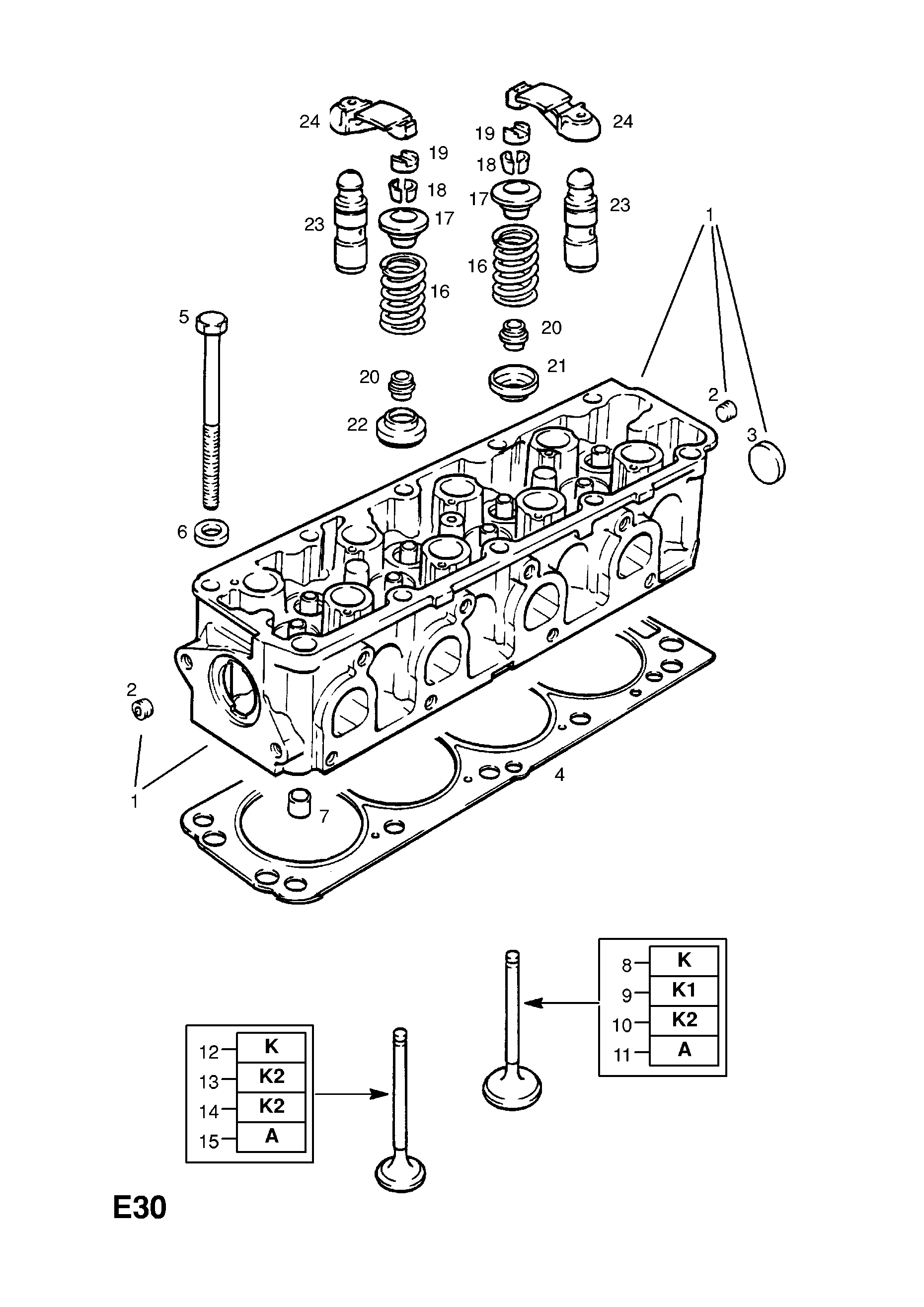 VALVES, INLET AND EXHAUST <small><i>[C14NZ[2H6] PETROL ENGINE]</i></small>