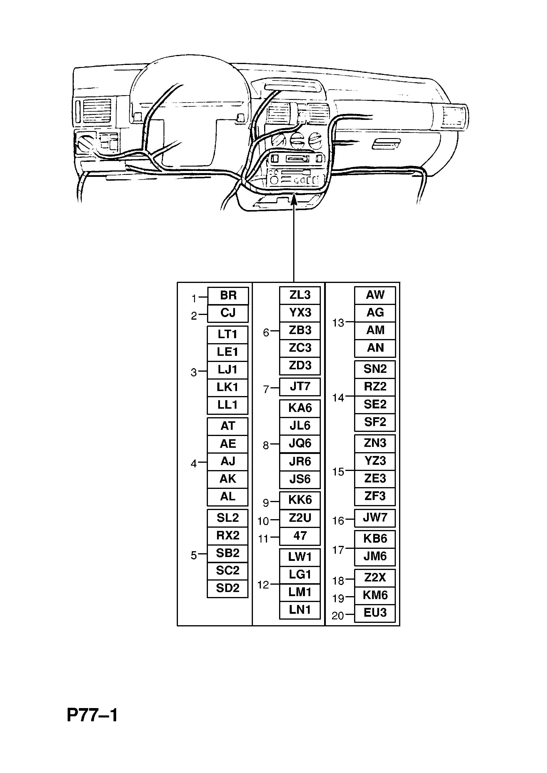 INSTRUMENT PANEL WIRING HARNESS (CONTD.) <small><i>[EXCEPT AIR CONDITIONING AND ANTI-THEFT WARNING SYSTEM COUPE (75,F07)]</i></small>